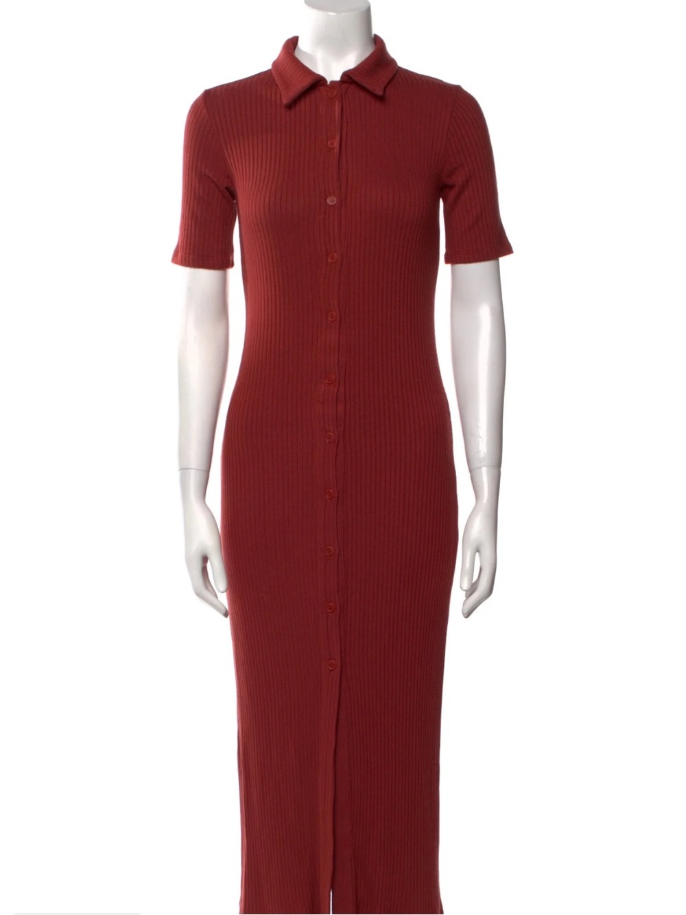 Reformation Ribbed Button-Down Midi Dress